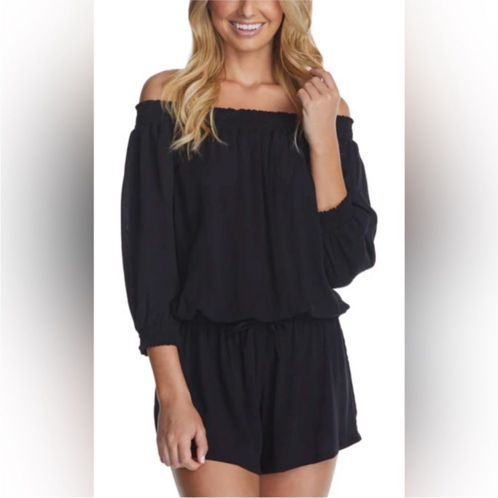 Raisins BLACK West Coast Romper Swim Cover-up Black  Size Small